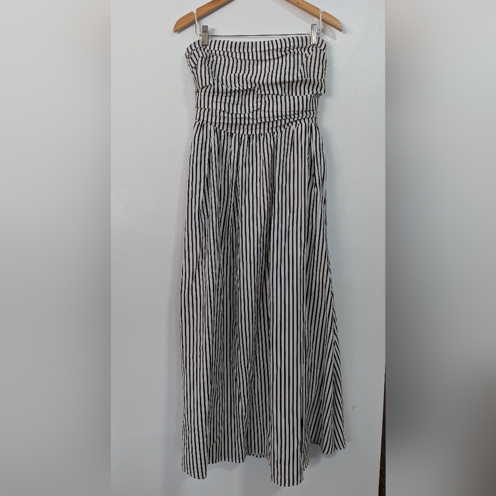 By Together Black & White Striped Strapless Maxi Dress